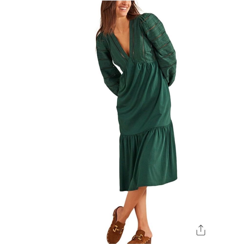 Boden Deep Emerald Green Midi Dress